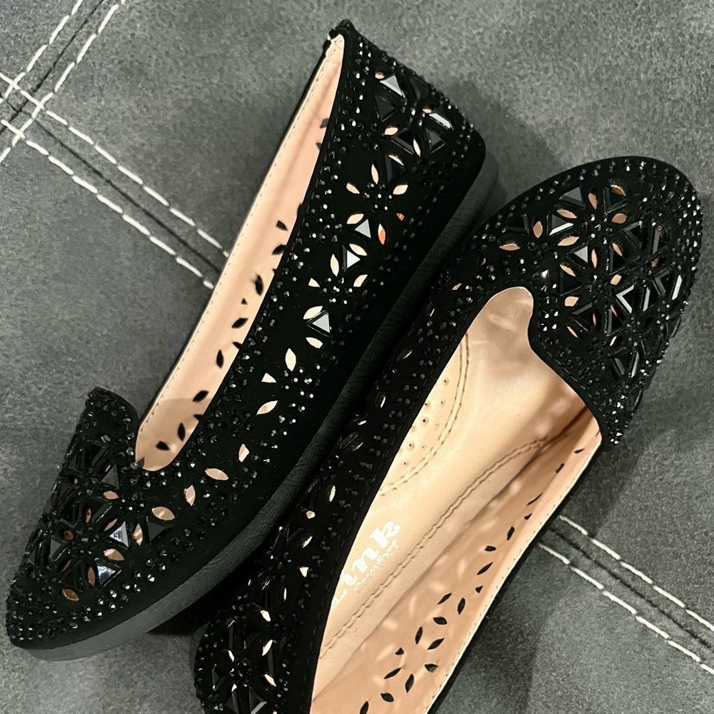Toddler girl flats - sparkly black rhinestones- size 11